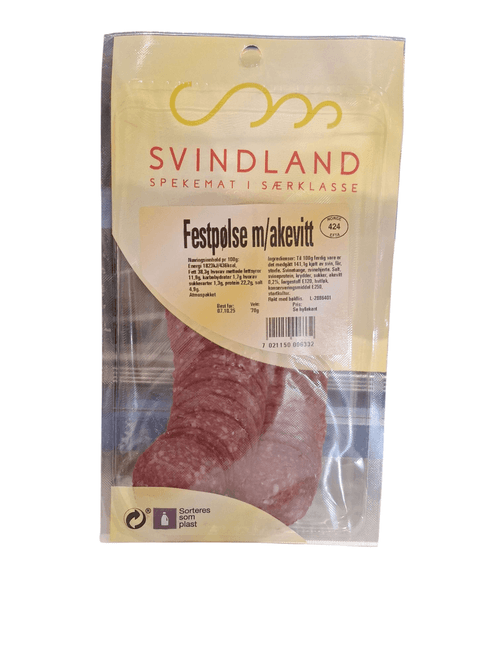 Hovedbilde Festpølse med Akevitt Skivet 70g 